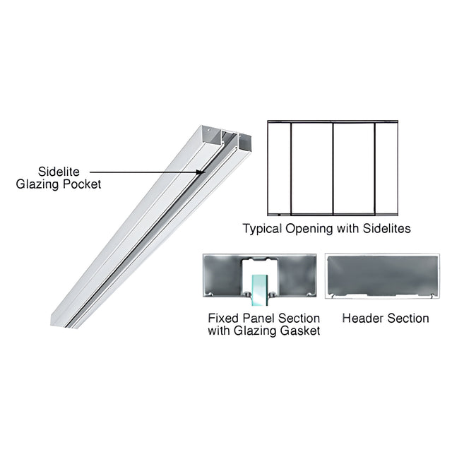 CRL Satin Anodized 6" Header with Glazing Pocket Only Custom Length