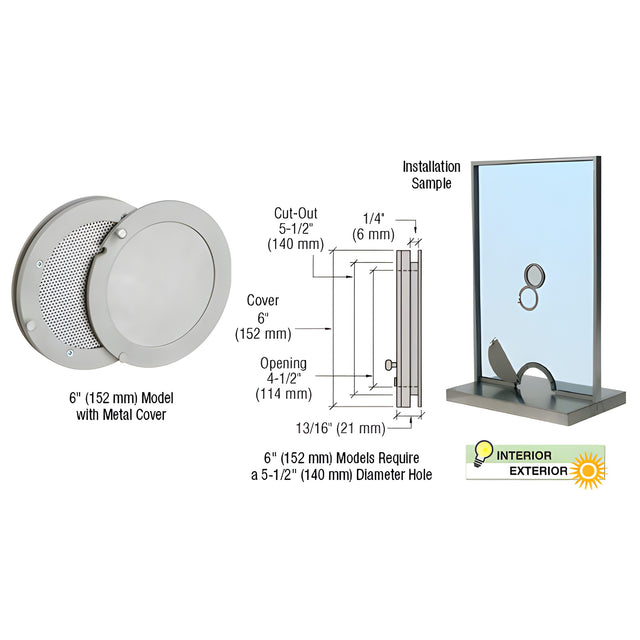 CRL Satin Anodized 6" Metal Cover Speak-Thru