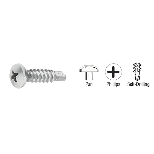 CRL Satin Anodized 8-18 x 3/4" Self-Drilling Pan Head Phillips Screws