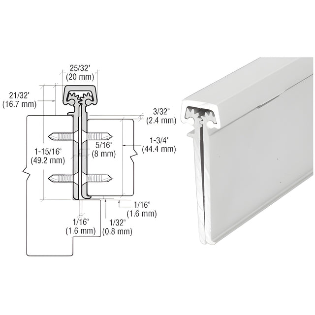CRL Satin Anodized 83" Roton 224 Series Concealed Leaf Hinge with Lip for 1-3/4" Entry Door