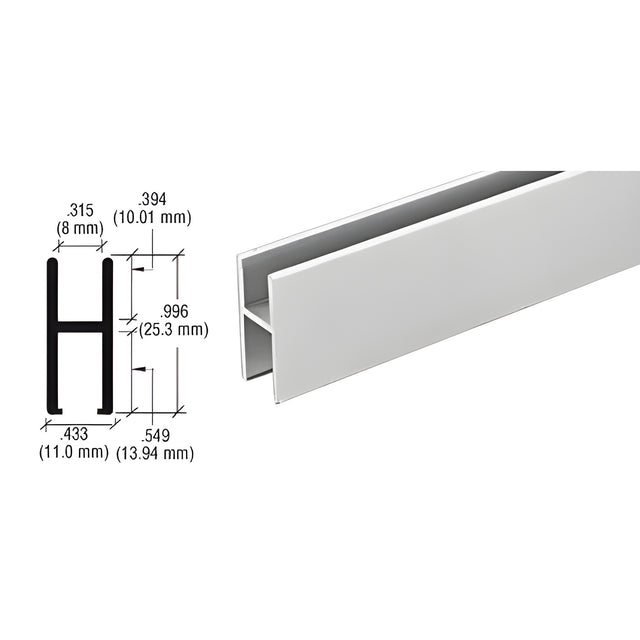 CRL Satin Anodized Aluminum 'H' Bar for Use on All CRL Track Assemblies