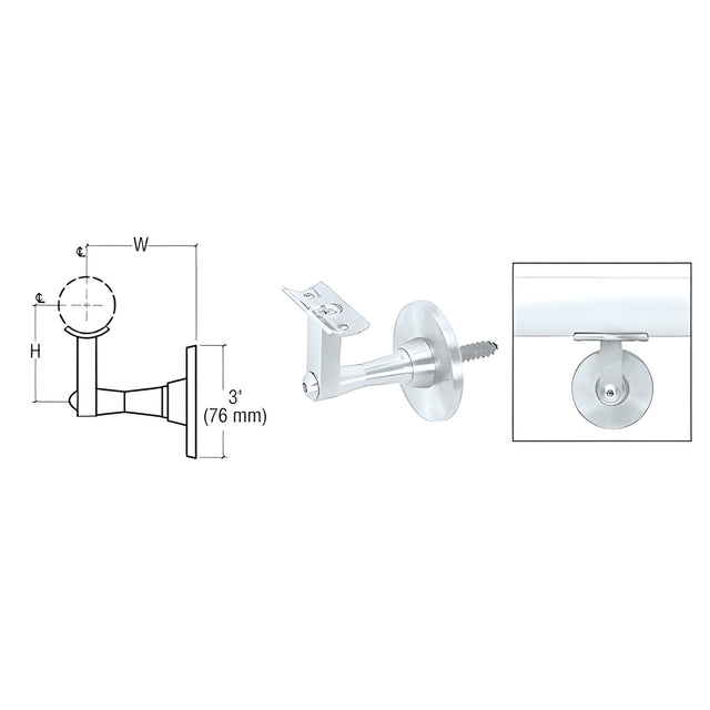 CRL Satin Anodized Aluminum Manhattan Series Wall Mounted Hand Rail Bracket
