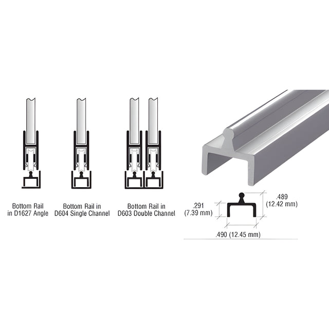 CRL Satin Anodized Aluminum Single Bottom Rail