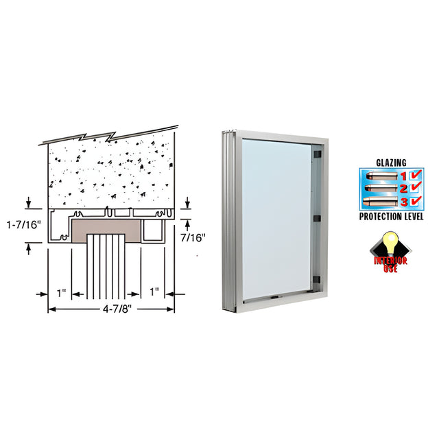 CRL Satin Anodized Aluminum Standard Inset Frame Interior Glazed Vision Window