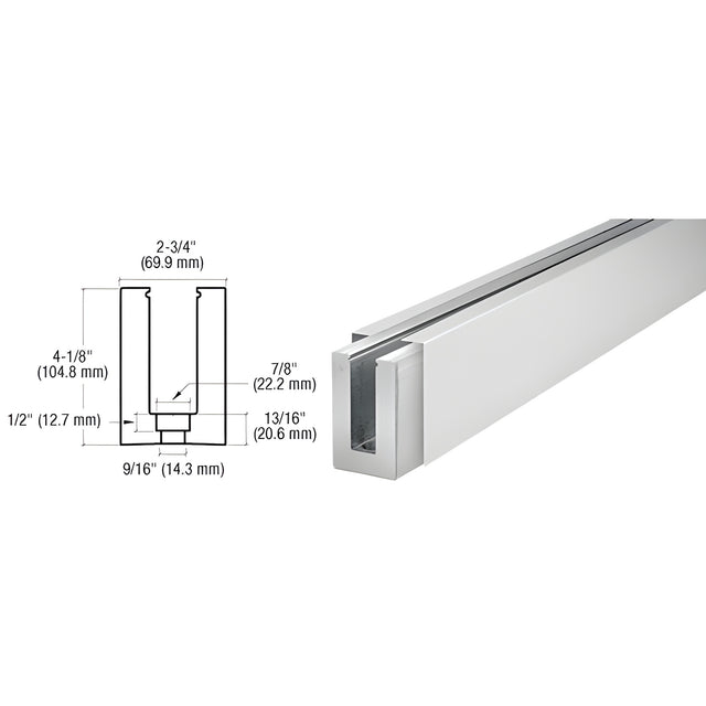 CRL Satin Anodized B7S Series Custom Length Square Base Shoe Drilled for 3/4 Glass