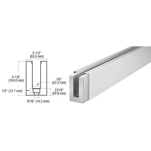 CRL Satin Anodized Custom B5S Series Square Base Shoe Drilled for 1/2" Glass
