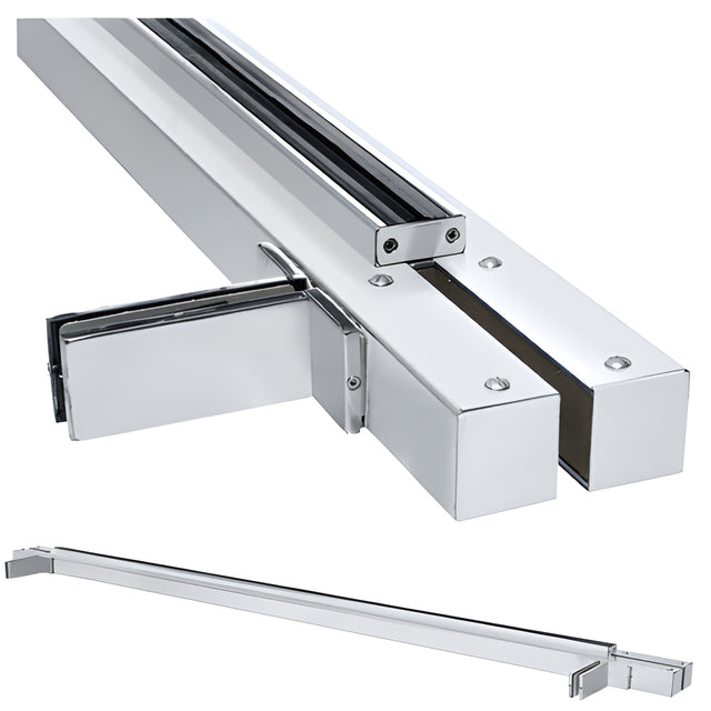 CRL Satin Anodized Custom Size Single Door Floating Header with Fin Brackets