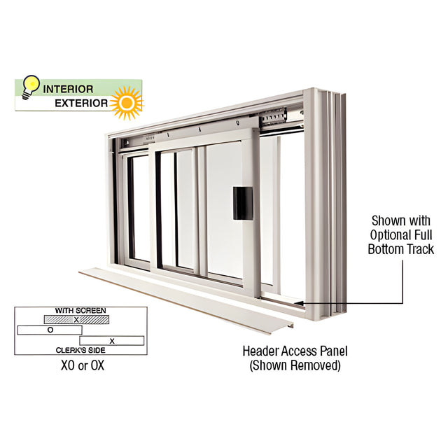 CRL Satin Anodized DW Series Manual Deluxe Sliding Service Window OX or XO with Screen