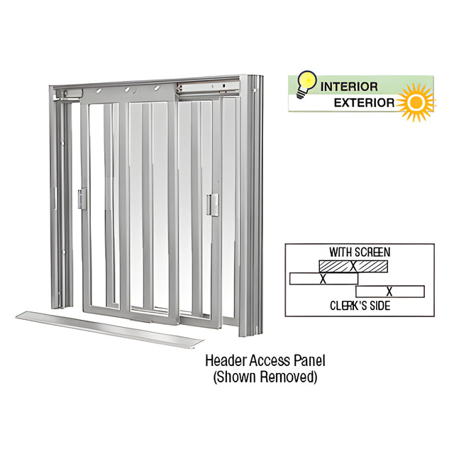 CRL Satin Anodized DW Series Manual Deluxe Sliding Service Window XX with Screen