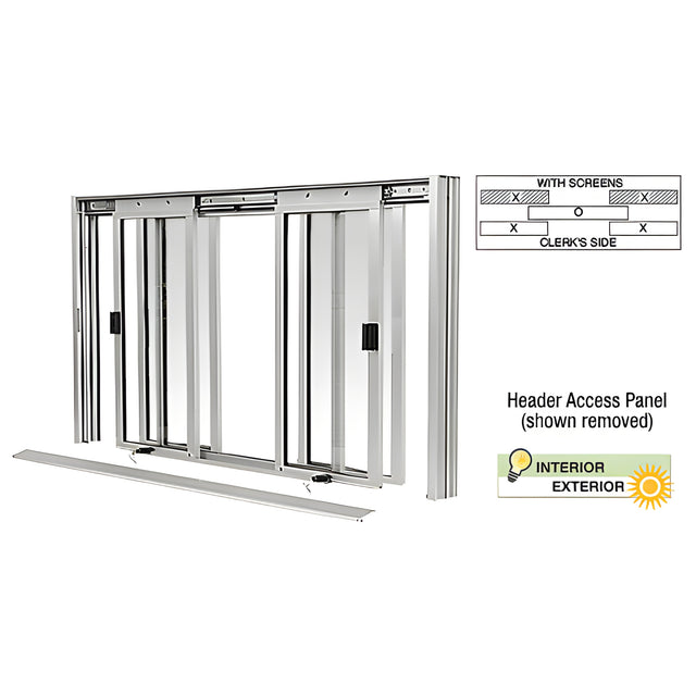 CRL Satin Anodized DW Series Manual Deluxe Sliding Service Window XOX with Screen