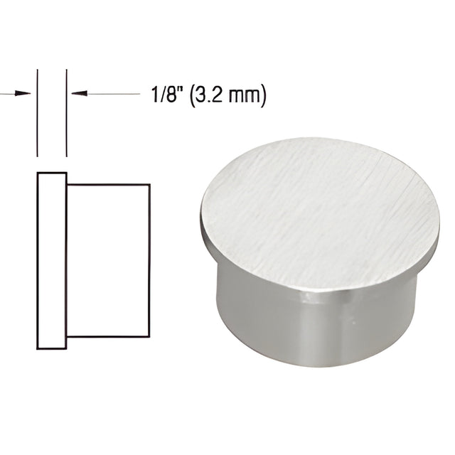 CRL Satin Anodized Flat End Cap for 1-1/2" Outside Diameter Tubing
