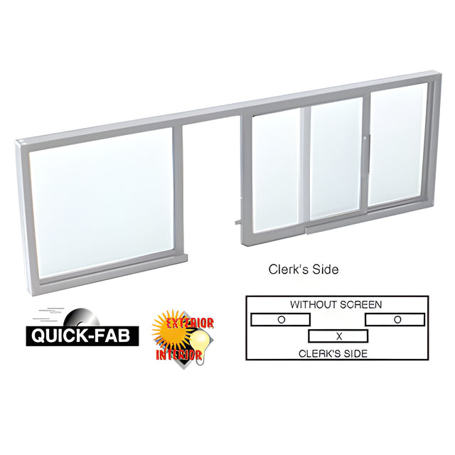 CRL Satin Anodized Horizontal Sliding Service Window OXO Format with 1/8" & 1/4" Vinyl Only No Screen