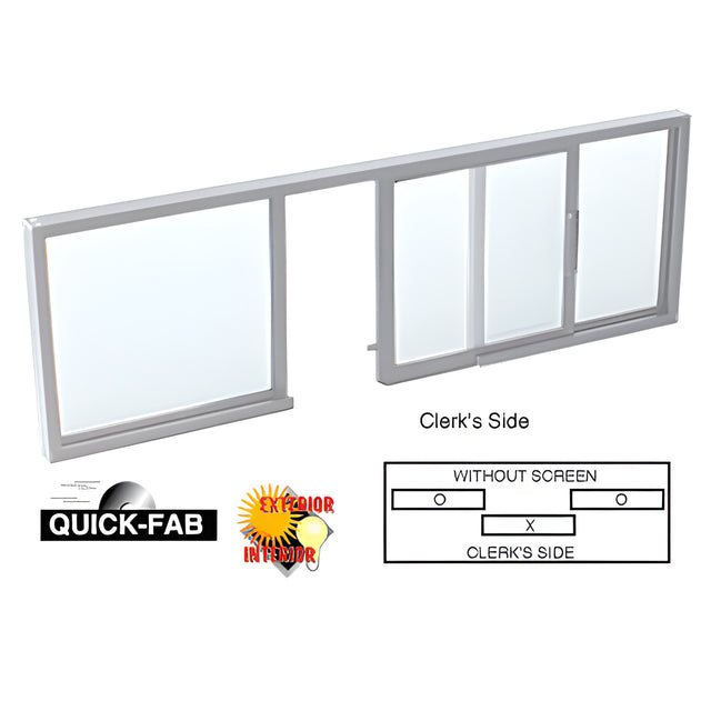 CRL Satin Anodized Horizontal Sliding Service Window OXO Format with 1/4" Glass No Screen