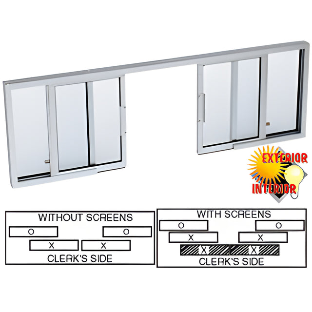 CRL Satin Anodized Horizontal Sliding Service Window OXXO Format with 1/4" Glass no Screen