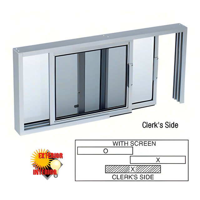 CRL Satin Anodized Horizontal Sliding Service Window XO or OX Format with 1/8" or 1/4" Vinyl Only with Screen