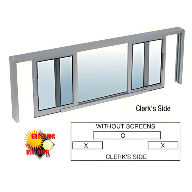 CRL Satin Anodized Horizontal Sliding Service Window XOX Format with 1/8" & 1/4" Vinyl Only No Screen