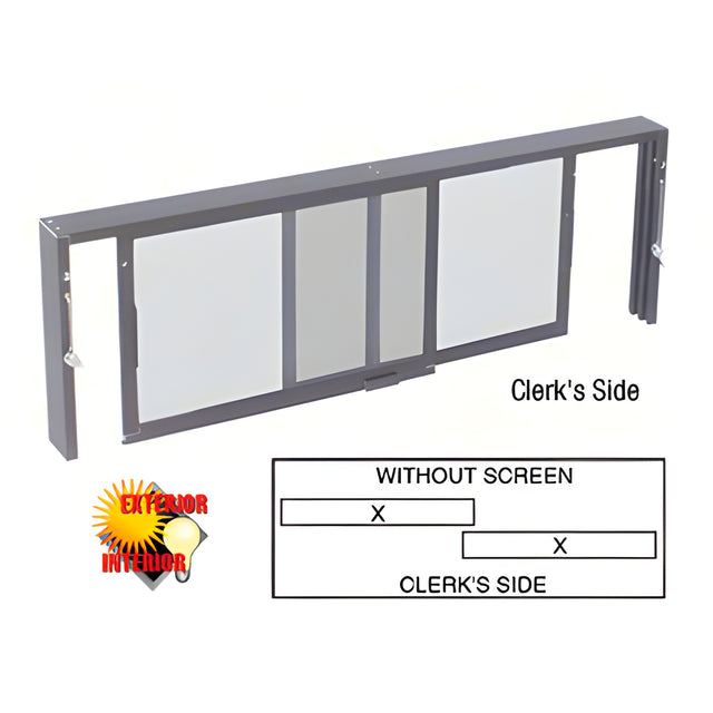 CRL Satin Anodized Horizontal Sliding Service Window XX Format with 1/8" & 1/4" Vinyl Only no Screen