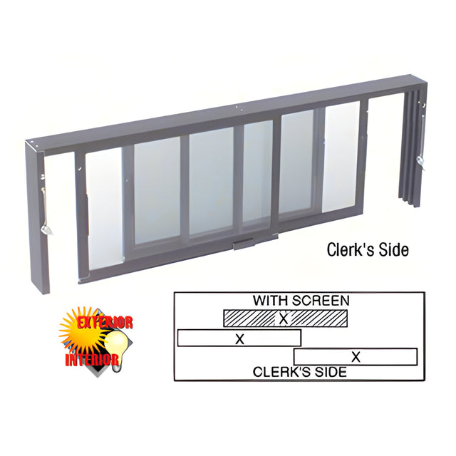 CRL Satin Anodized Horizontal Sliding Service Window XX Format with 1/4" Glass with Screen