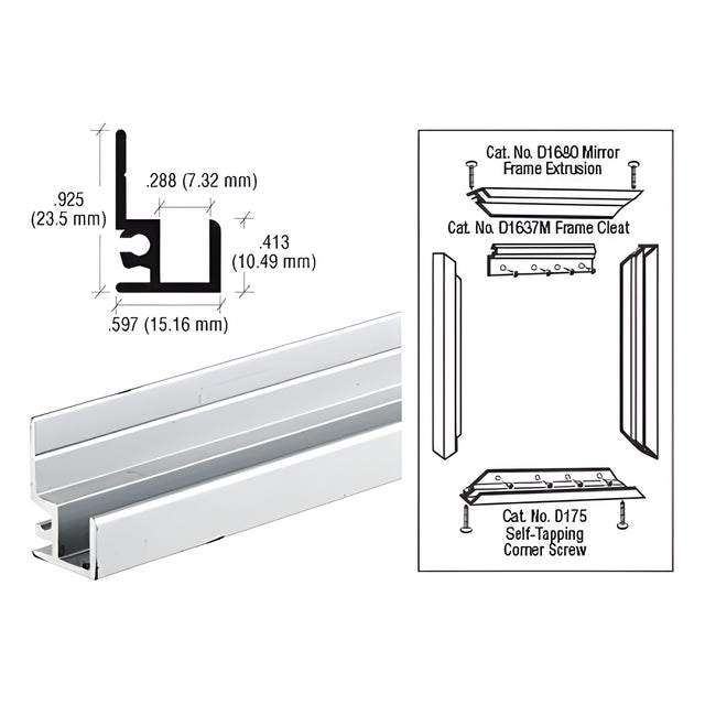 CRL Satin Anodized "Make It Yourself" Mirror Frame Extrusion
