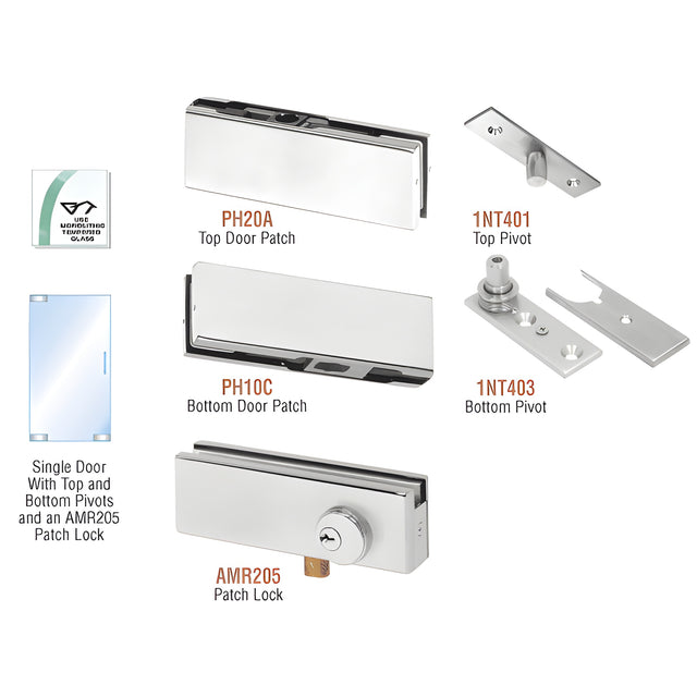 CRL Satin Anodized North American Patch Door Kit - With Lock