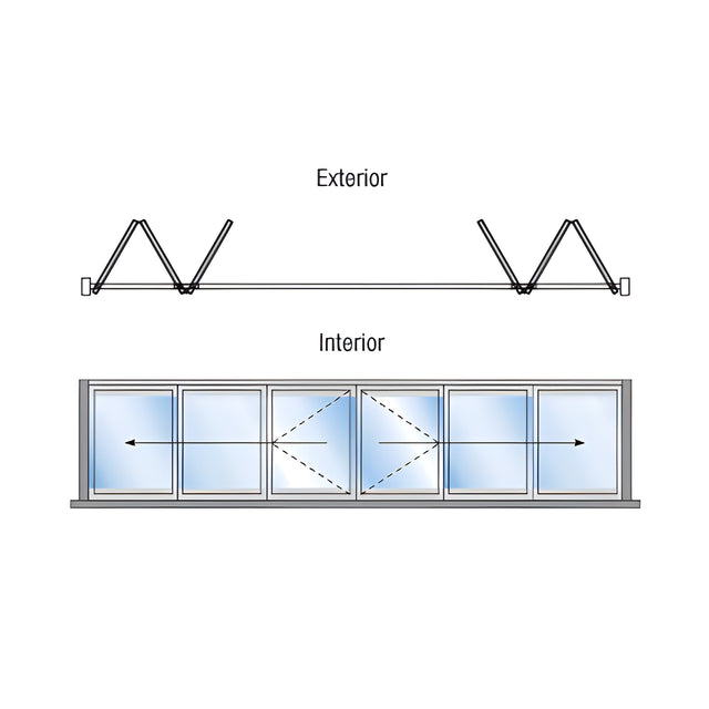 CRL Satin Anodized Palisades S90 3+3 Bi-Fold Bi-Part Exterior Swing with Raised Sill and Exterior Lever Lock