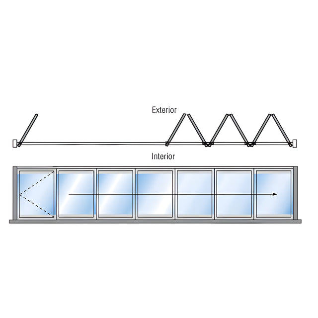 CRL Satin Anodized Palisades S90 Bi-Fold and Pivot 1+6 Left Hand Exterior Swing with Raised Sill and Exterior Lever Lock