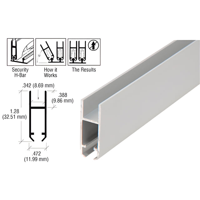CRL Satin Anodized Security H-Bar for Anti-Lift Showcase Track Assembly - 144"