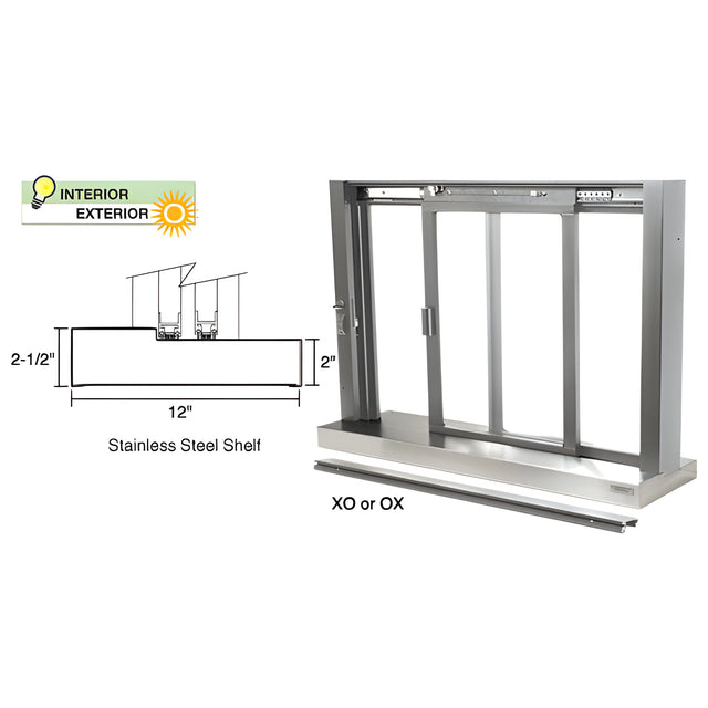 CRL Satin Anodized Self-Closing Deluxe Sliding Service Window with Stainless Steel Sill