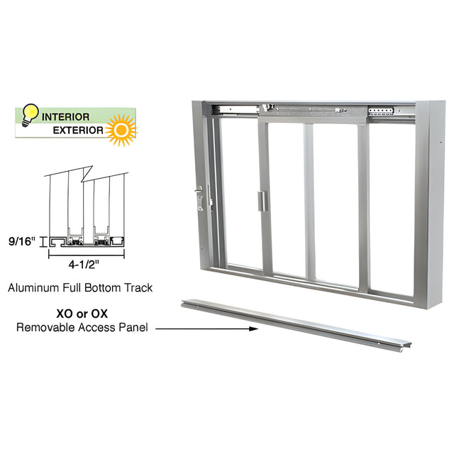 CRL Satin Anodized Self-Closing Deluxe Sliding Service Windows with Aluminum Full Bottom Track