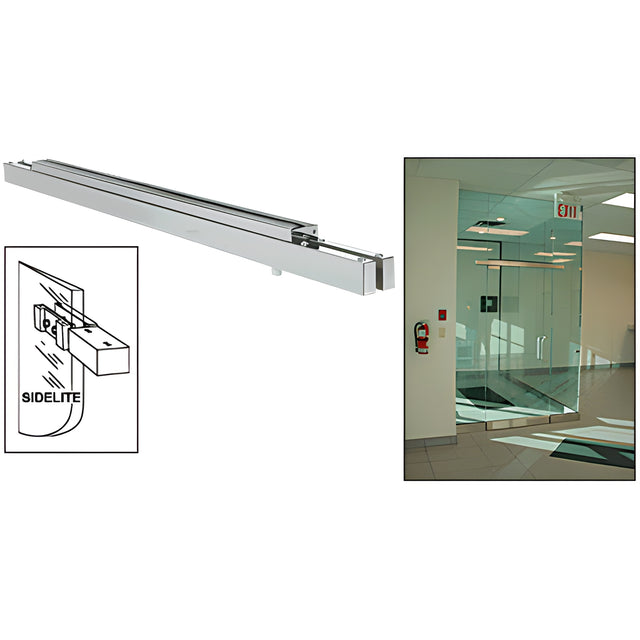 CRL Satin Anodized Single Narrow Floating Header with Surface Mounted Top Pivots - Custom Length