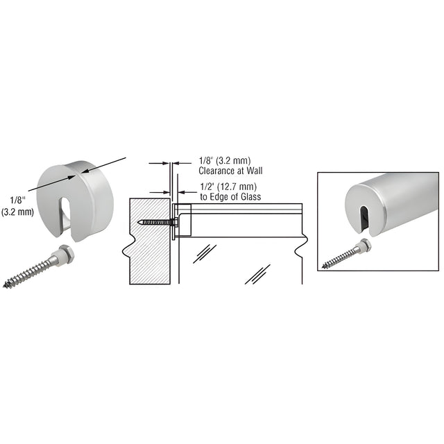 CRL Satin Anodized Stabilizing End Cap for 2-1/2" Cap Railing