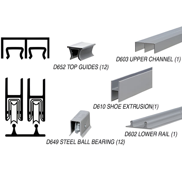 CRL Satin Anodized Track Assembly D603 Upper and D602 Lower Track With Steel Ball-Bearing Wheels
