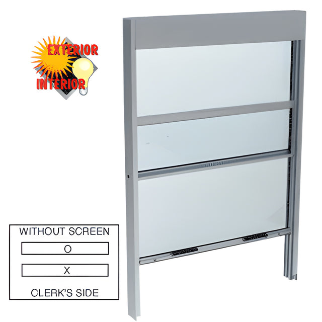 CRL Satin Anodized Vertical Sliding Service Window With Sash Balance and 1/4" Vinyl Glazing without Screen