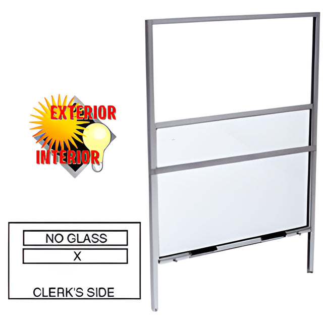 CRL Satin Anodized Vertical Sliding Service Window for Surface or Pocket Installation with 1/4" Glass No Screen