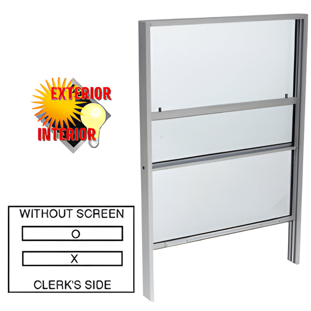 CRL Satin Anodized Vertical Sliding Service Window with 1/4" Vinyl Glazing without Screen