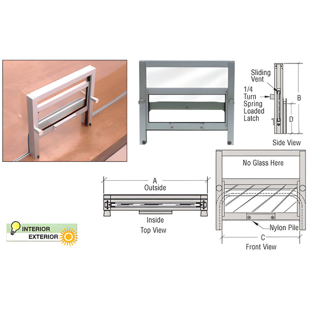 CRL Satin Anodized Vertical Sliding Ticket Window With 8-1/4" x 3-1/2" Opening