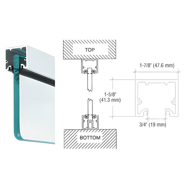 CRL Satin Anodized Wide U-Channel with Top Load Roll-In Glazing Gasket for 3/8" and 1/2" Glass - Custom Length