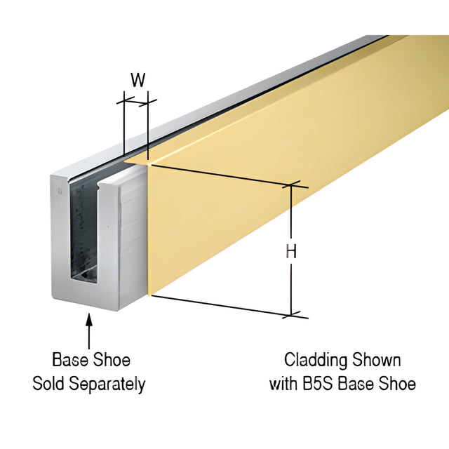 CRL Satin Brass 120" Cladding for B5S Series Standard Square Aluminum Base Shoe