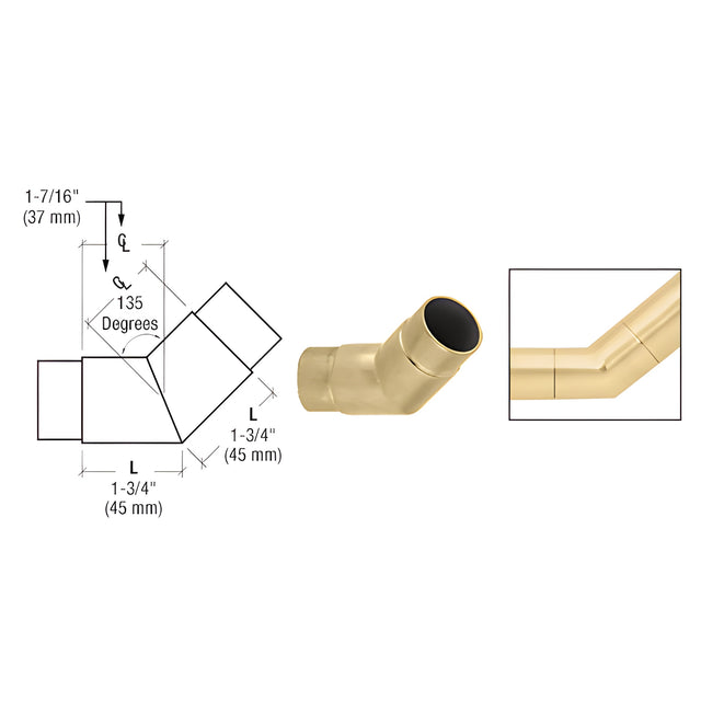 CRL Satin Brass 135 Degree Flush Angle for 1-1/2" Tubing