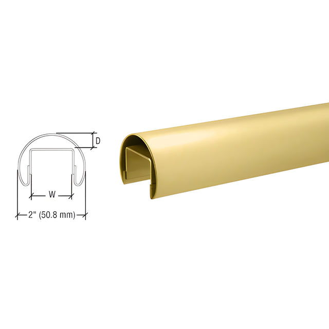 CRL Satin Brass 50.8 mm Premium Cap Rail for 21.52 mm or 25.52 mm Glass - 3 m Long