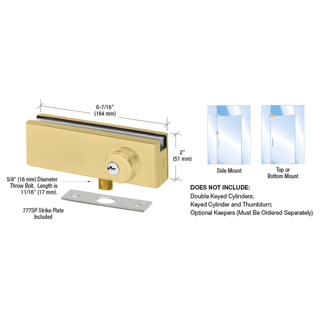 CRL Satin Brass AMR Series Patch Lock