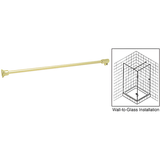 CRL Satin Brass Frameless Shower Door Fixed Panel Wall-To-Glass Support Bar for 3/8" to 1/2" Thick Glass