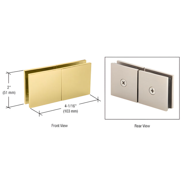 CRL Satin Brass Square 180 Degree Glass-to-Glass Movable Transom Clamp