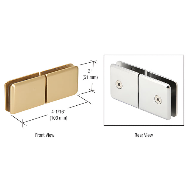 CRL Satin Brass Square Beveled Style 180º Glass-to-Glass Movable Transom Clamp
