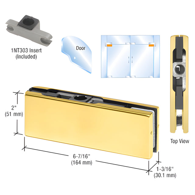 CRL Satin Brass Top Door Patch Fitting with 1NT303 Insert
