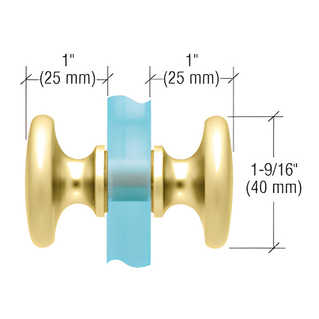 CRL Satin Brass Traditional Style Back-to-Back Shower Door Knobs