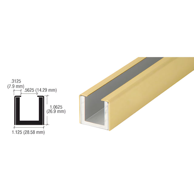 CRL Satin Brass Wet / Dry Glaze 1" Deep U-Channel Custom Length