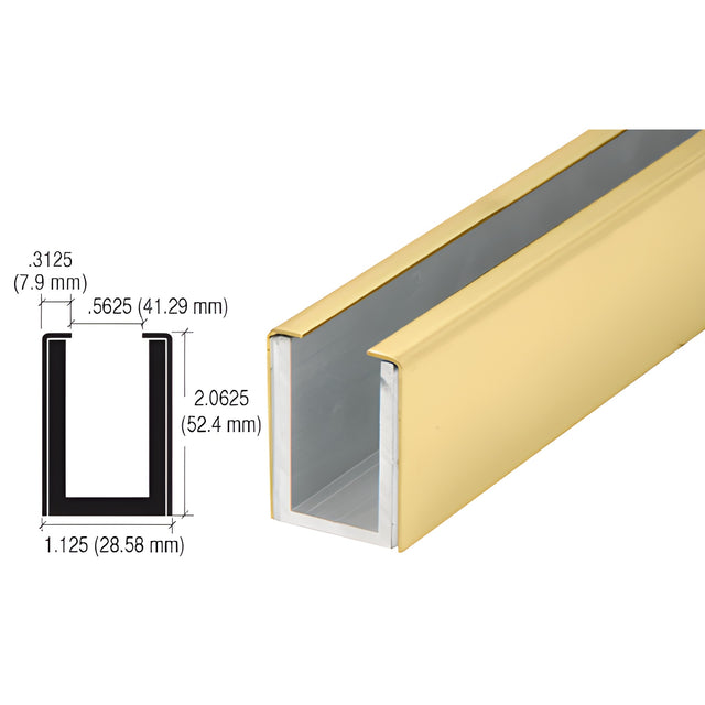 CRL Satin Brass Wet / Dry Glaze 2" Deep U-Channel Custom Length