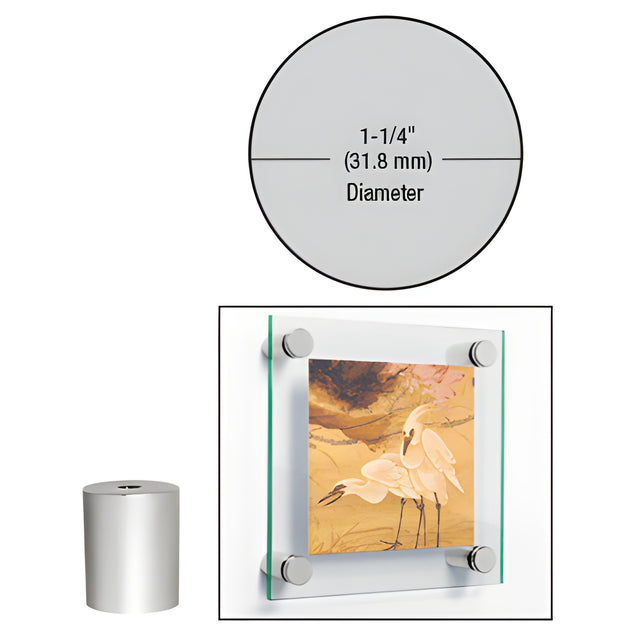 CRL Satin Chrome 1-1/4" Diameter by 1-1/2" Standoff Base