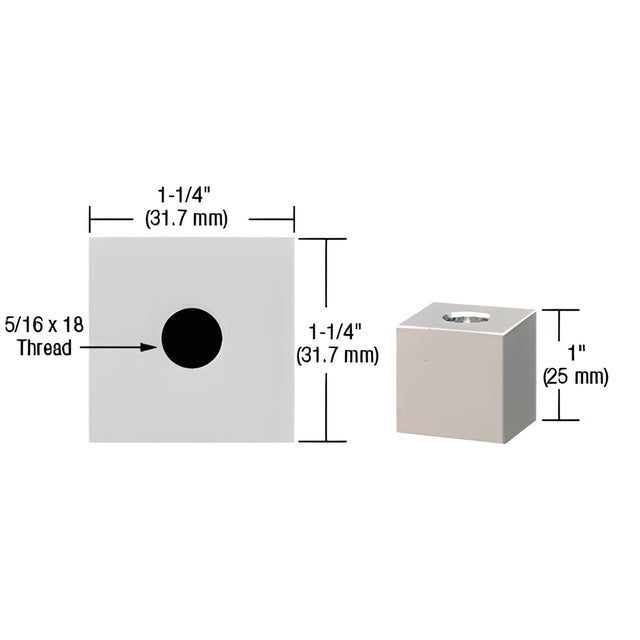 CRL Satin Chrome 1-1/4" Square Standoff Base 1" in Length